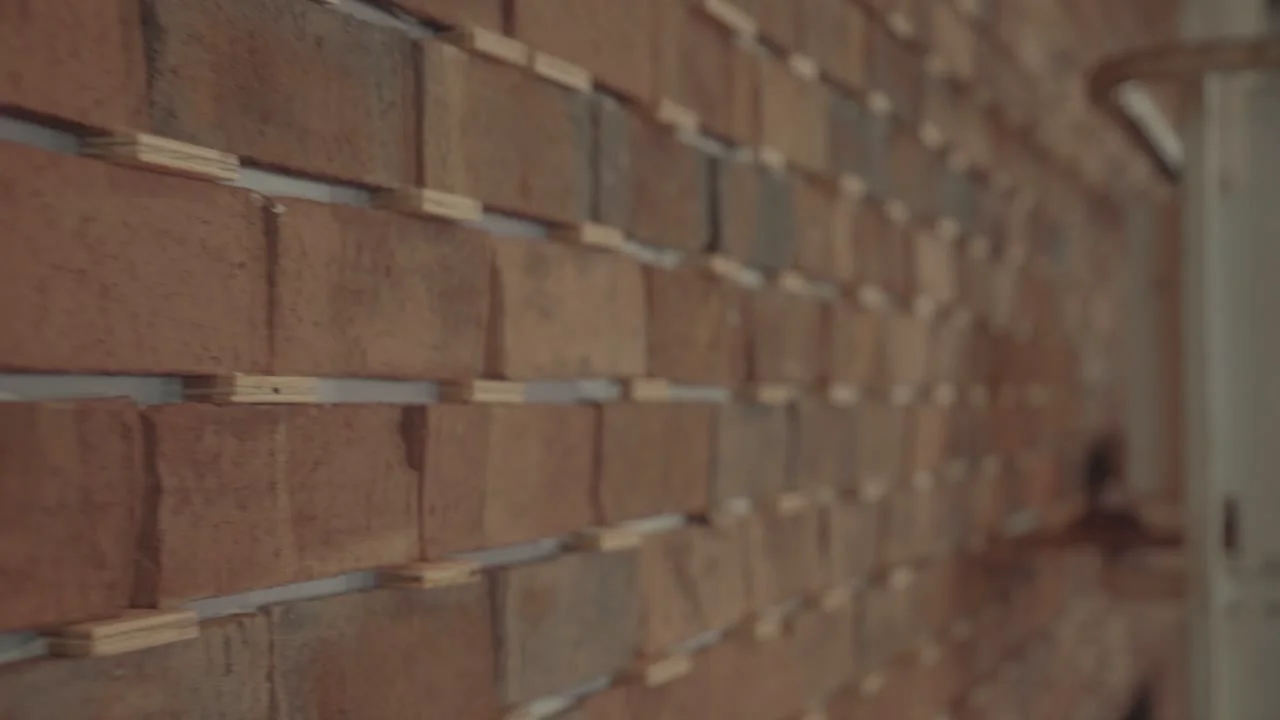 Detail of brick courses and mortar joints
