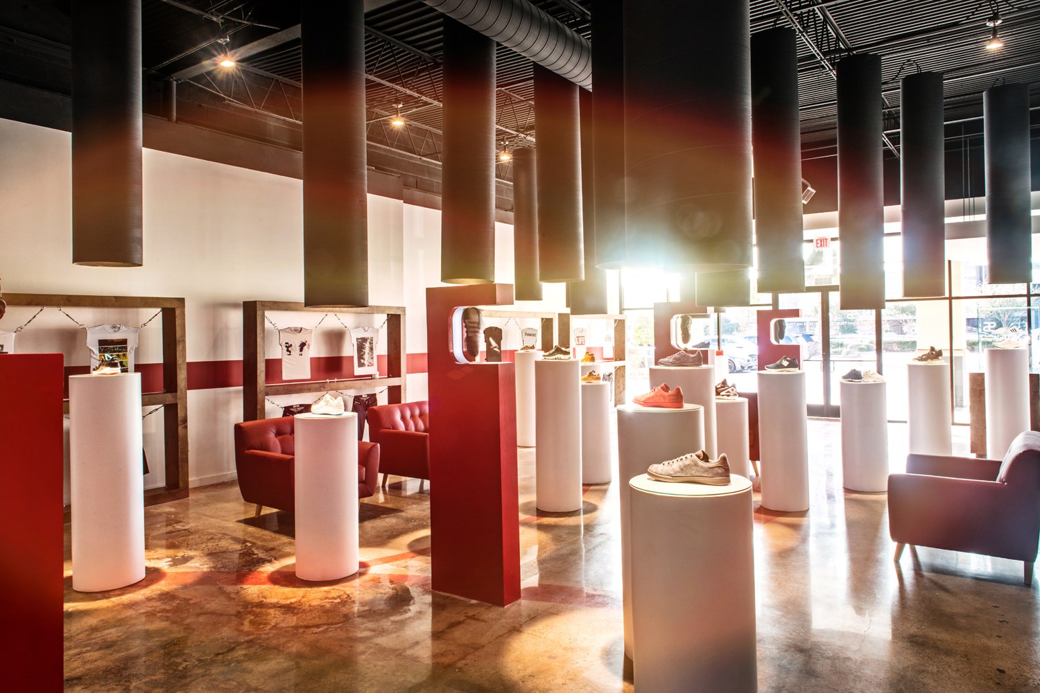 Daylight across the Stitch and Trace Houston showroom